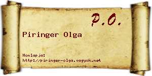 Piringer Olga névjegykártya